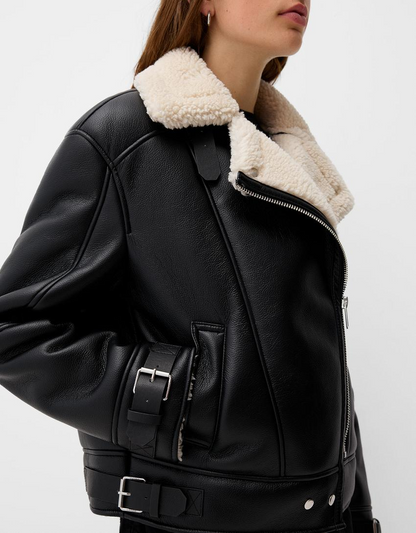 (Product 02) Sample - Faux shearling biker jacket