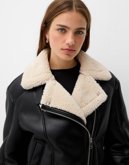 (Product 02) Sample - Faux shearling biker jacket