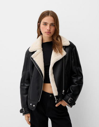 (Product 02) Sample - Faux shearling biker jacket