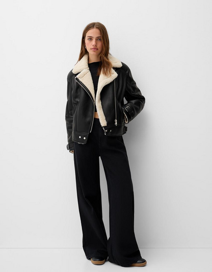 (Product 02) Sample - Faux shearling biker jacket
